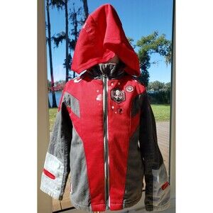 Disney Store Ant-Man Jacket Boys Red & Gray Sz 4 Hooded Lined Full Zip Marvel